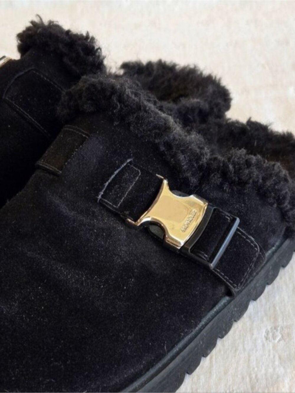 Moncler Black Suede and Shearling Mules Size 41 PRICE FIRM - Picture 2 of 6